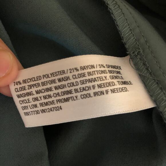 A New Day Smoked Turquoise Tapered Leg High Rise Slim Pants 2R Pockets Trousers - Picture 8 of 10